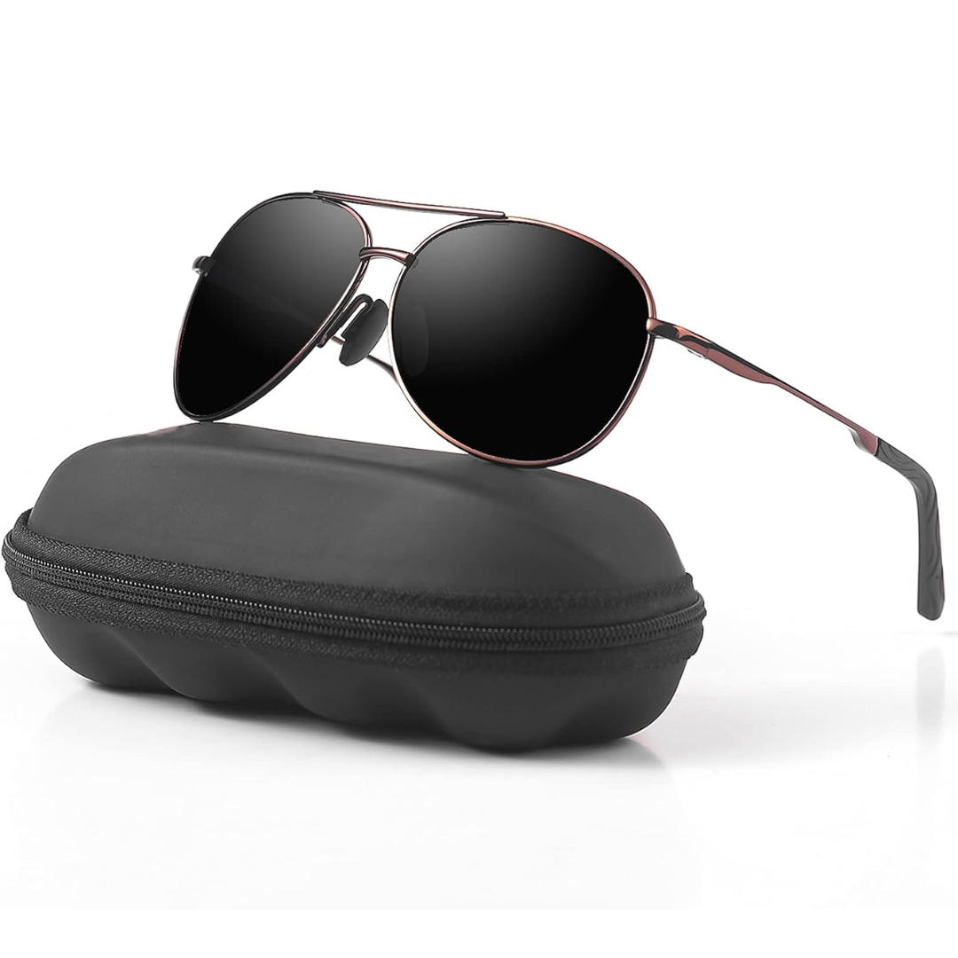 Women's fashion polarized aviator sunglasses, perfect for driving, with UV and glare protection.