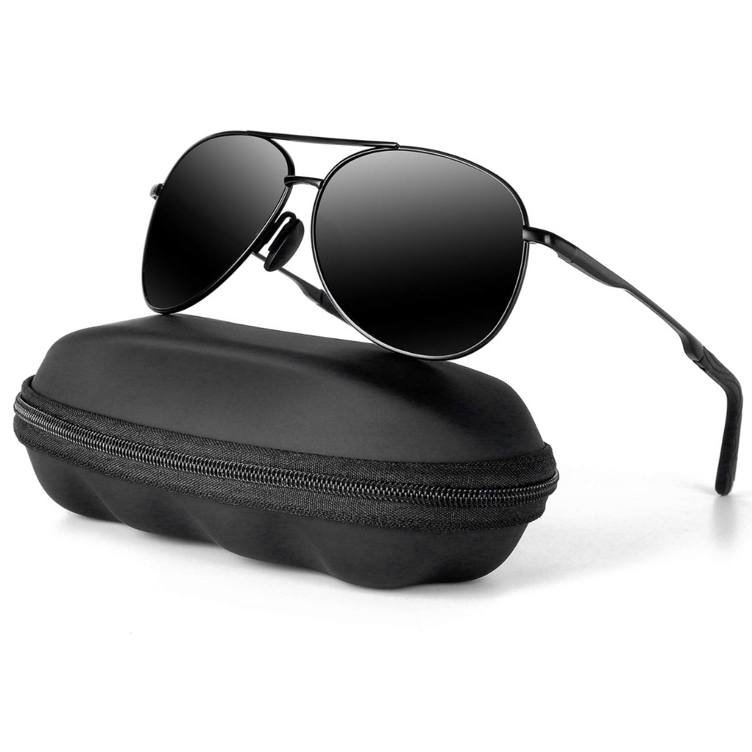 Unisex polarized aviator sunglasses for sun protection. Reduces glare, essential outdoor eyewear.