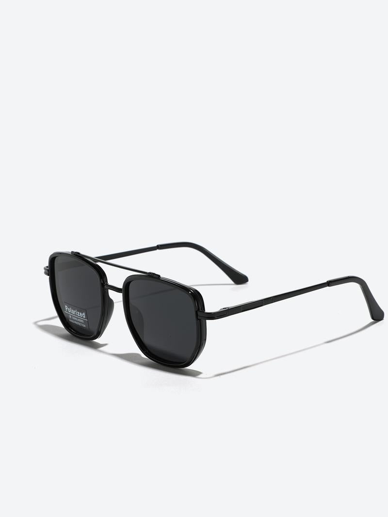 Stylish unisex polarized sunglasses featuring a durable silver metal frame, ideal eyewear for sun protection & fashion
