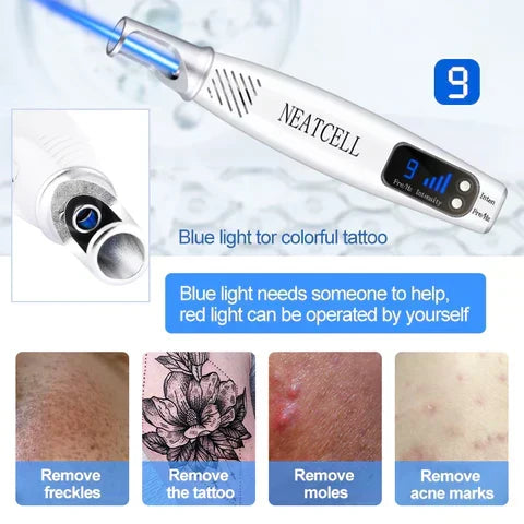 Multifunctional beauty laser pen: ideal for skin tone correction, tattoo, & spot removal.