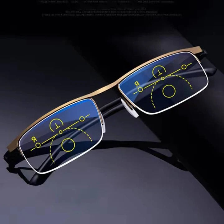 Progressive reading glasses, unisex, with comprehensive blue light & UV protection for screens.