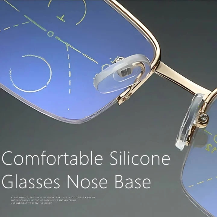 Stylish unisex smart eyewear: progressive reading glasses with blue light & UV filter.