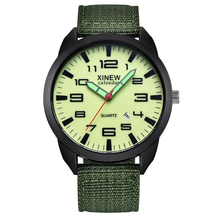 Lumo unisex quartz timepiece featuring a bright luminous dial, date calendar, and stylish metal strap.