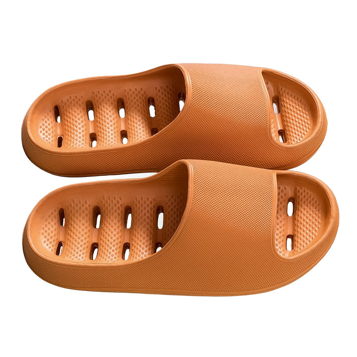 Quick-dry unisex shower slippers. Drainage holes & non-slip sole provide comfort & safety in bathroom or pool.