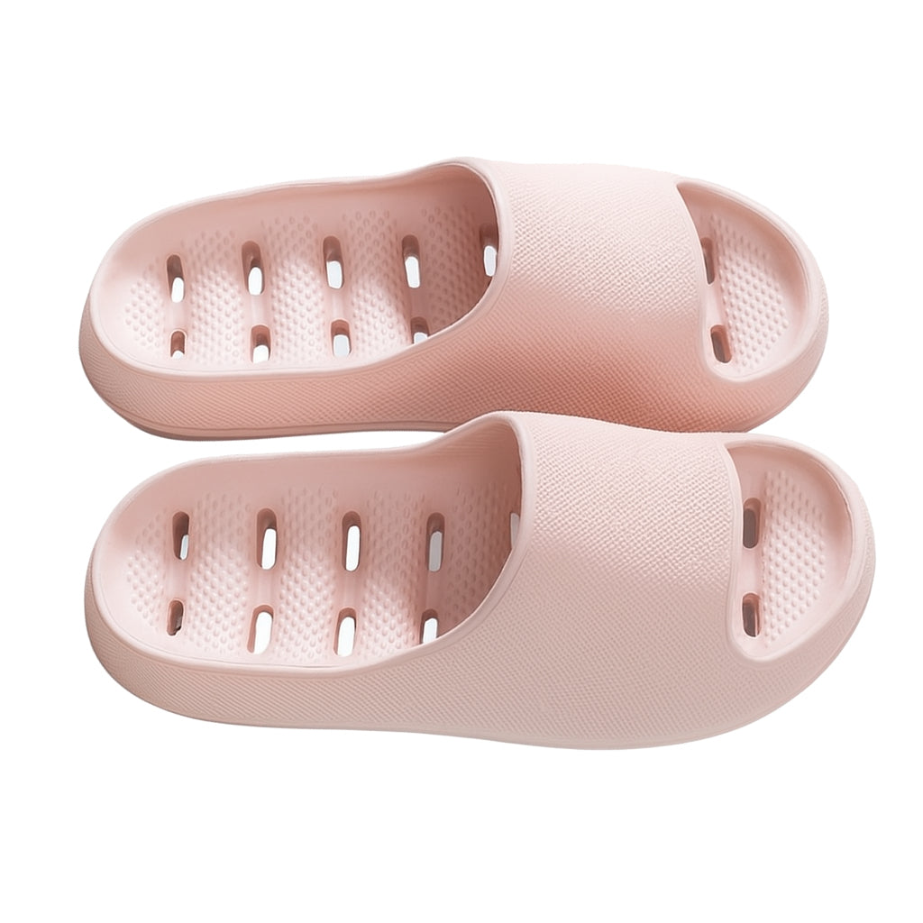 Comfortable unisex quick-dry shower slippers featuring drainage holes & non-slip sole for pool & bathroom.