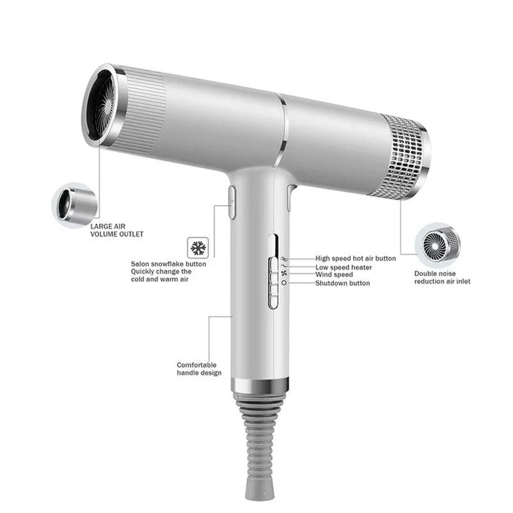Front view: RapidDry Pro Ionic Hair Dryer, TavvitaImp008. Designed for fast, efficient unisex hair styling & frizz control.