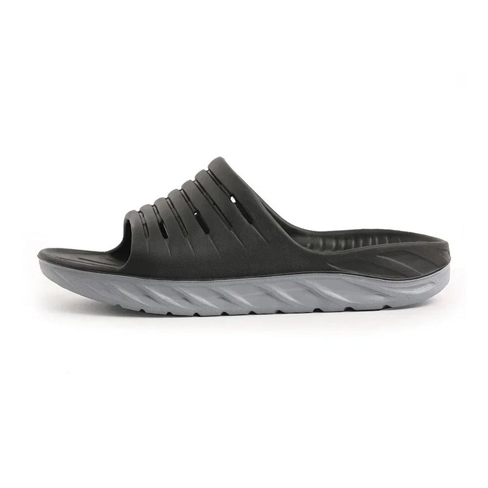 Unisex recovery slides for foot pain relief, arch support, and plantar fasciitis. Comfortable daily wear.