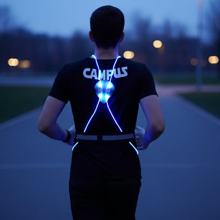 Unisex Reflective LED Safety Vest for running and cycling, ensuring high visibility during night activities.