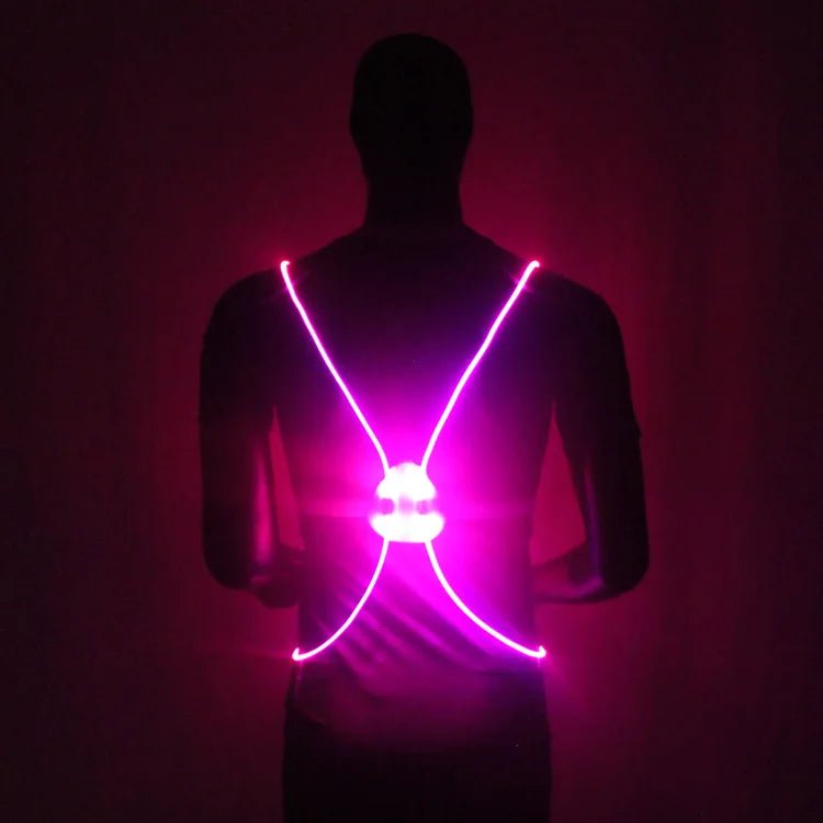 High-visibility LED safety vest for runners & cyclists, featuring reflective straps for enhanced night visibility.