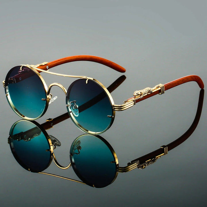 Vintage style double bridge sunglasses. Unisex fashion eyewear with anti-reflective, UV protective gradient lenses.