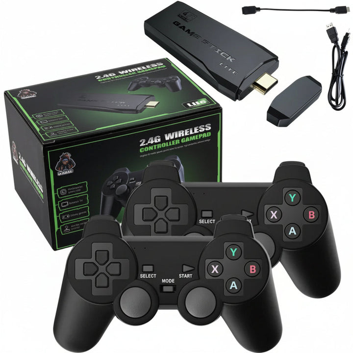 Unisex retro gaming console with HDMI, preloaded classic games. Wireless controllers for TV entertainment.