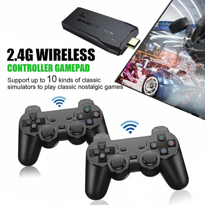 Retro video game console with 64GB, pre-installed emulator & classic games. HDMI for TV entertainment.