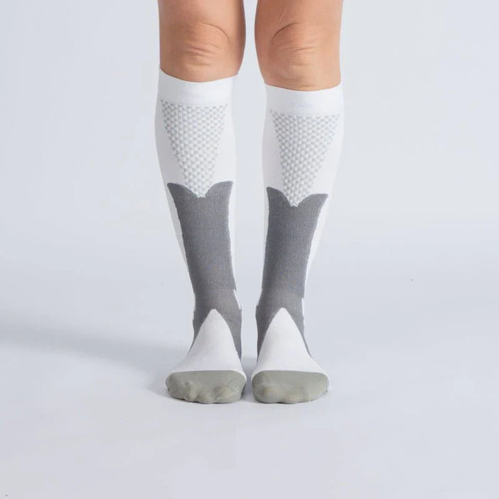 Unisex Royal White Gray compression socks, providing circulation support and comfort for everyday wear