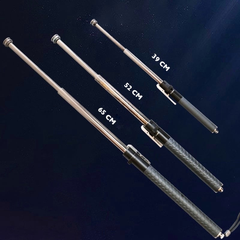 Unisex self-defense walking stick with automatic deployment & anti-slip grip for safety, hiking, and travel.