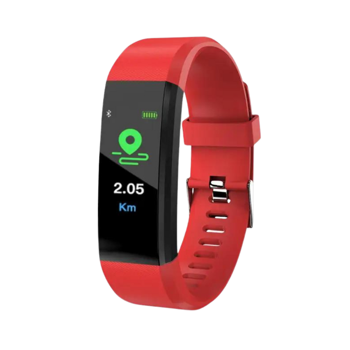 Activity tracker smartwatch for seniors, showing distance covered and calories burned. Encourages active lifestyles.