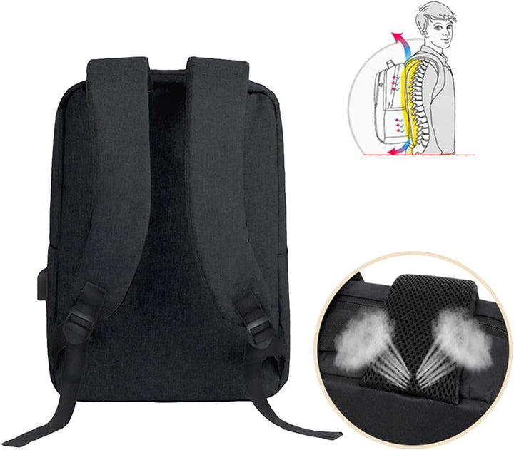 Waterproof laptop backpack with integrated USB port & slim design, ideal for students & professionals.