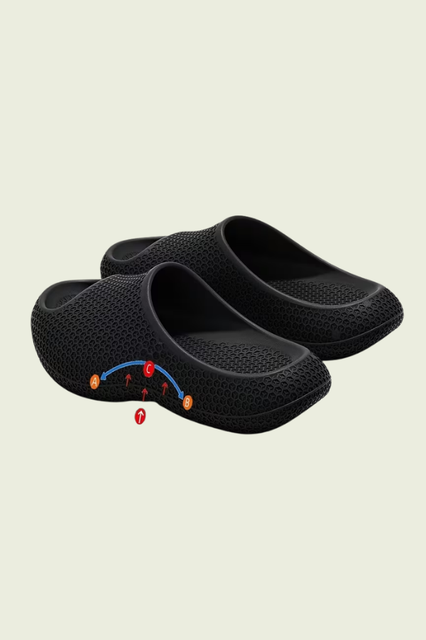 Unisex arch support slippers for ultimate home comfort. Slip-on design with cushioning, perfect for indoor wear.