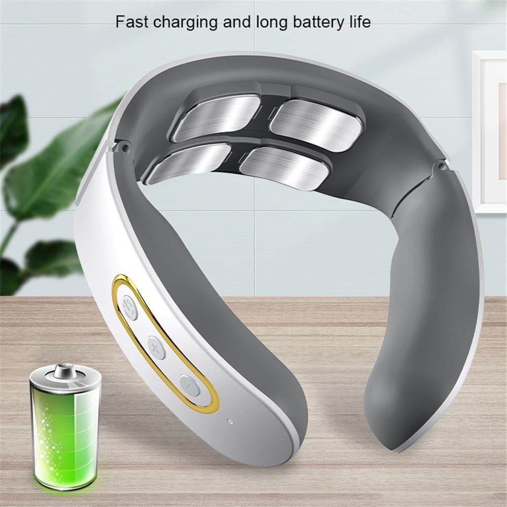 Portable Smart 4D Neck & Shoulder Massager with TENS pulse and heat for on-the-go stress & pain relief.