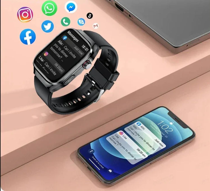 Convenient blood sugar and ECG monitoring on your wrist with this smart health watch.