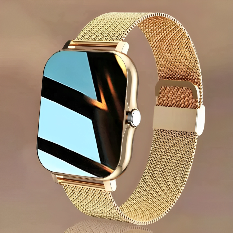 Unisex smartwatch with Bluetooth calling, fitness & health tracking. Black alloy case, digital display. Wearable tech.