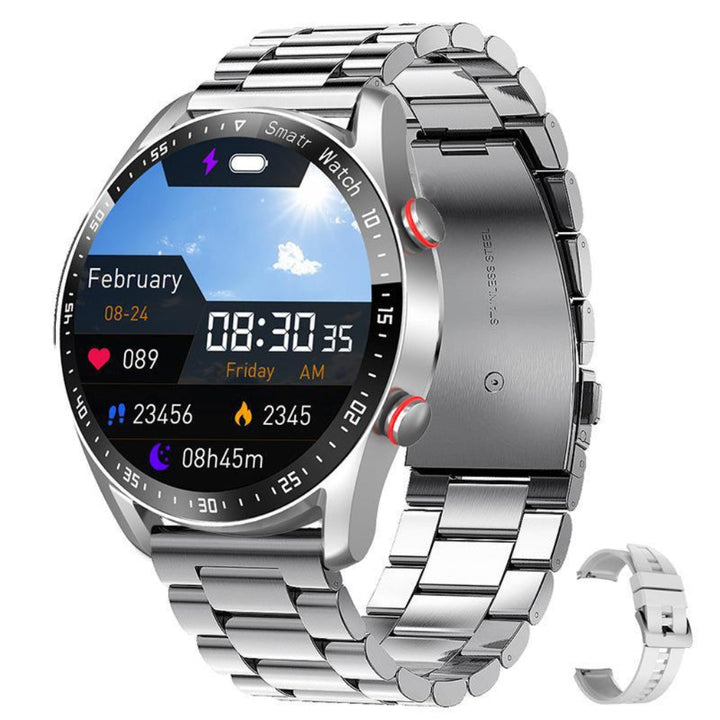Modern unisex smart watch wristband, versatile for daily wear, with advanced health and communication features.