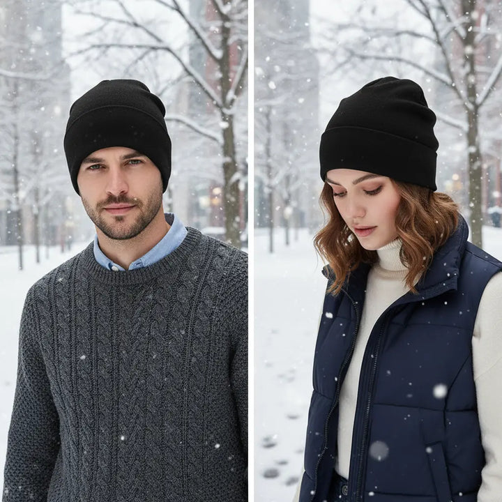Unisex Soft Slouchy Beanie by Woolglow, black, for effortless warmth & style in cold weather.