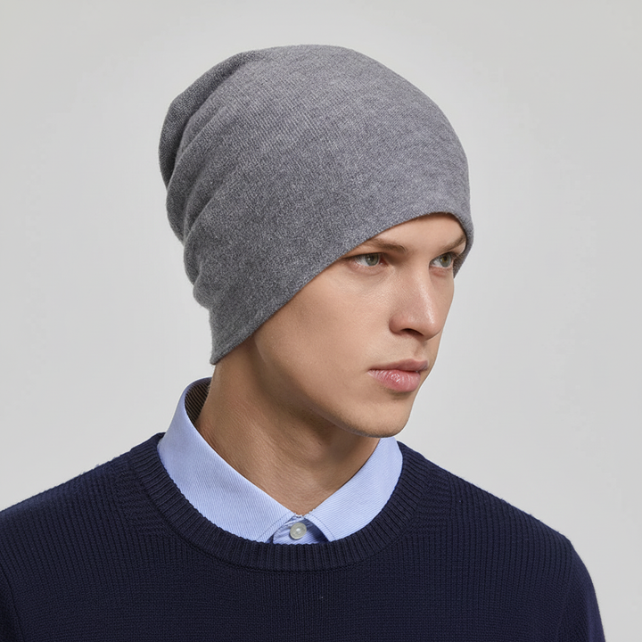 Versatile one-size slouchy beanie, ideal as a warm winter hat or fashion accessory for fall.