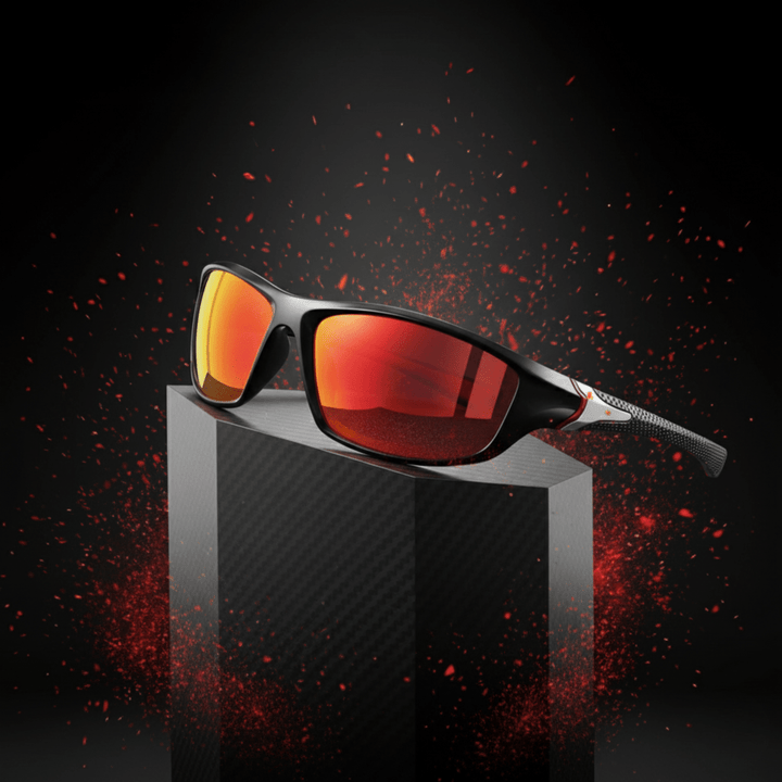 Unisex sports sunglasses with UV400 protection, polarized lenses reduce glare for outdoor activities.
