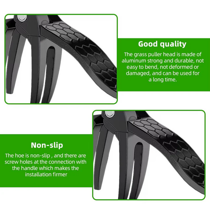 Back saver stand-up weed puller, an ergonomic garden tool for comfortable and effective weed removal.