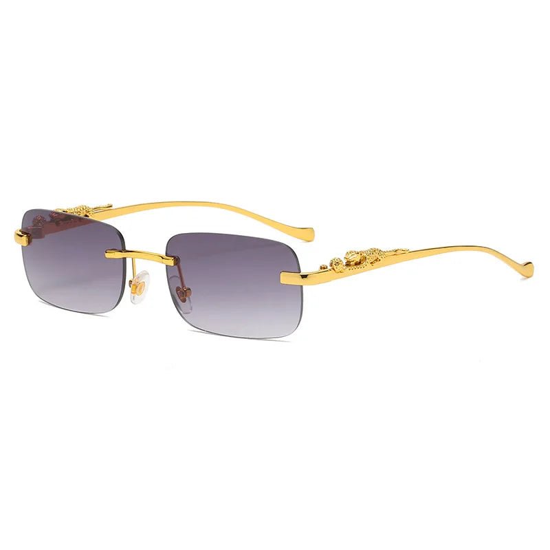 Unisex stylish rimless sunglasses with UV400 protection for fashion & outdoor use.