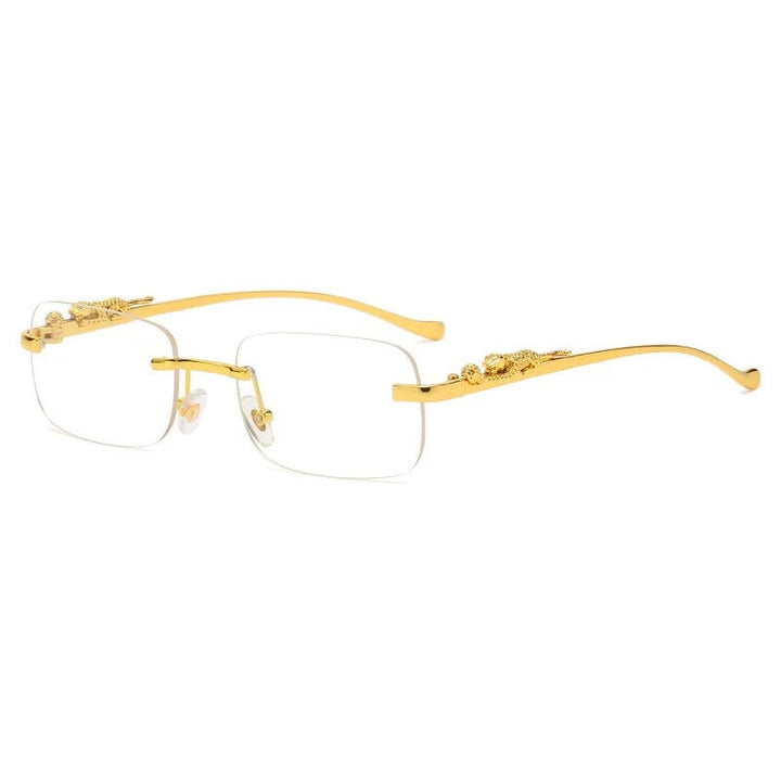 Stylish unisex sunglasses, rimless design, with gradient UV400 protection for eyes.
