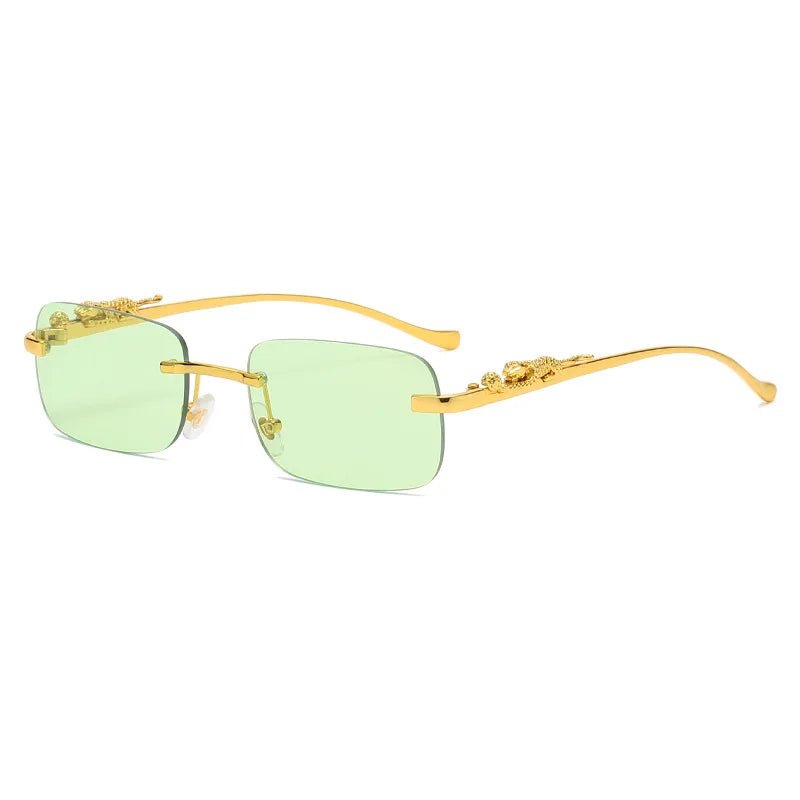 Contemporary unisex rimless sunglasses, featuring UV400 anti-reflective gradient lenses.