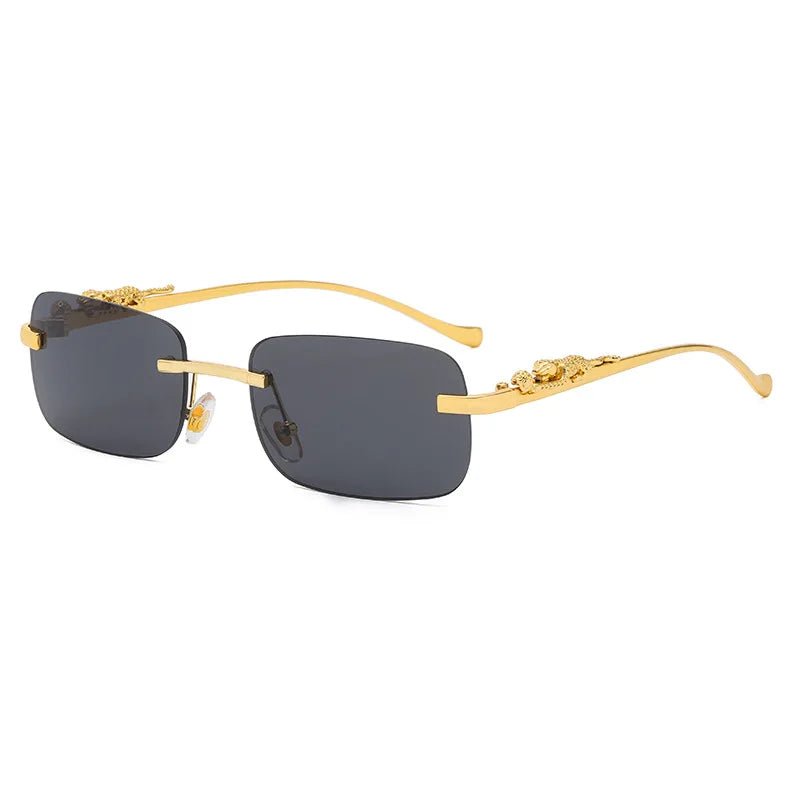 Durable unisex rimless sunglasses, stylish and offering UV400 block for daily wear.