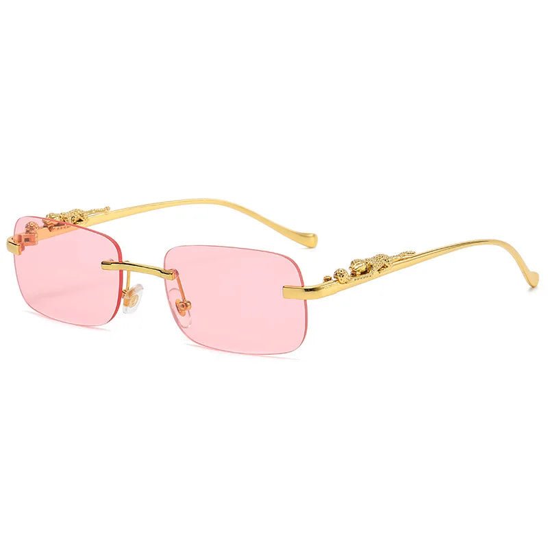 Elegant unisex rimless eyewear, UV400 protected for daily fashion and sun safety.