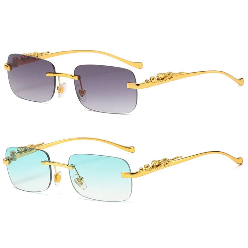 Gradient lens rimless sunglasses, unisex, with full UV400 protection & anti-reflective coating.