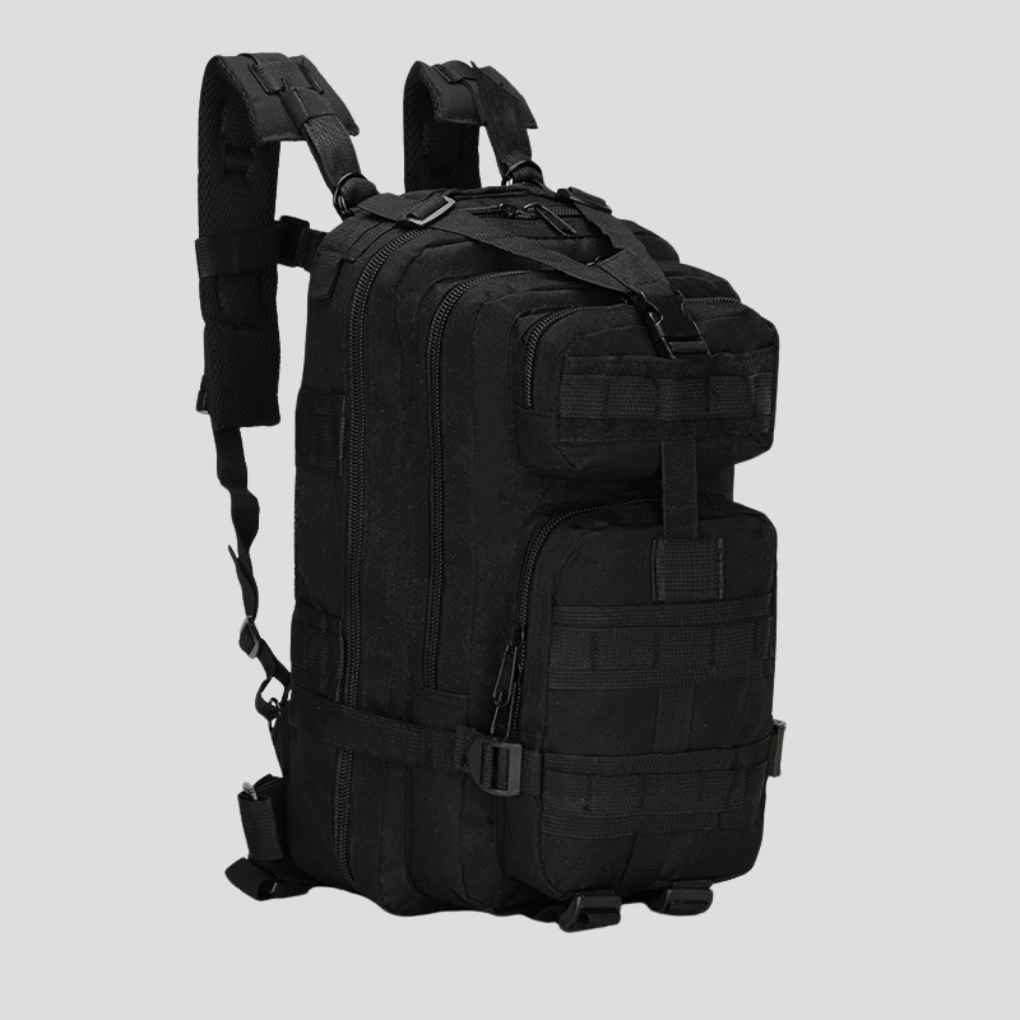 Rugged 7.9-gallon MOLLE tactical backpack. Unisex design, perfect for military, camping, and emergency outdoor gear.