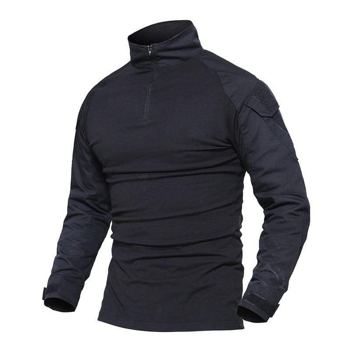 Mens Tactical Combat Shirt in olive green, long sleeve outdoor apparel, ideal for hunting