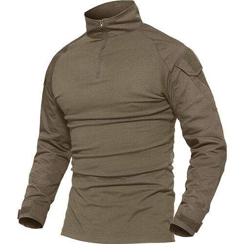 Unisex Tactical Long Sleeve Combat Shirt featuring zippered pockets, military-grade outdoor apparel