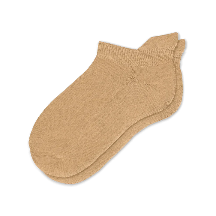 Tan compression socks for men and women, featuring a comfortable stretch fit.