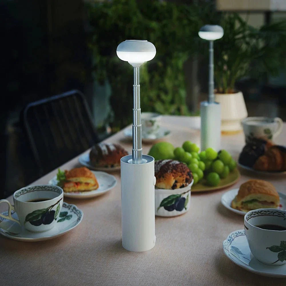 Unisex telescopic camping light with magnetic base. Flexible outdoor lamp, USB-C rechargeable for adventure.