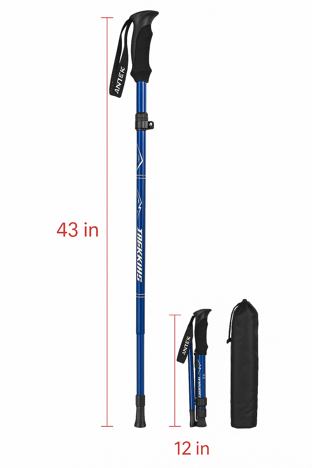 Ergonomic unisex telescopic walking sticks. Essential lightweight trekking gear for comfortable long-distance hikes.