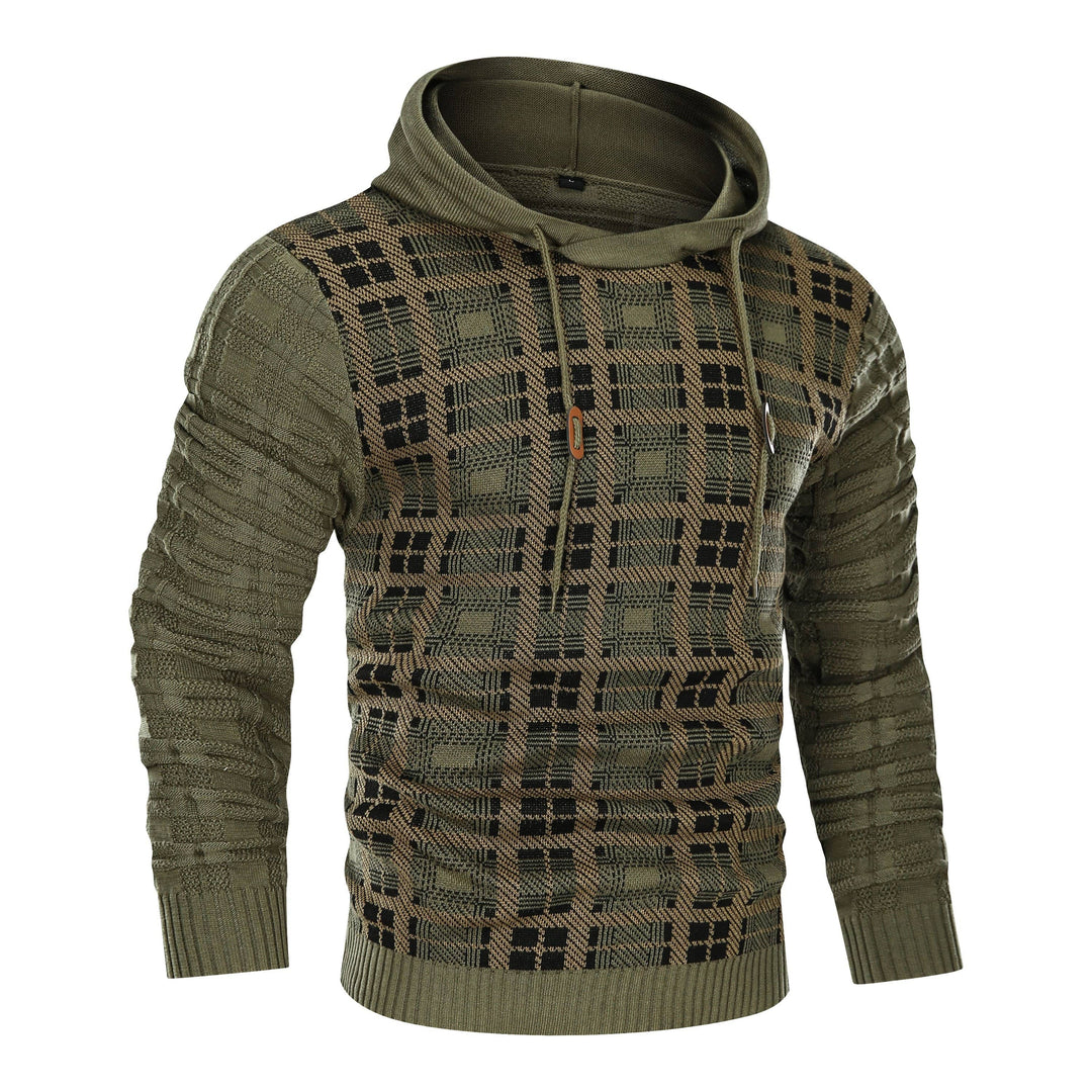 Back view of a unisex textured pullover hoodie, versatile outerwear for all seasons.