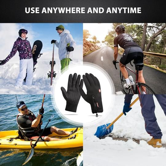Outdoor cycling thermal touchscreen gloves for men & women, cold weather & anti-slip grip.