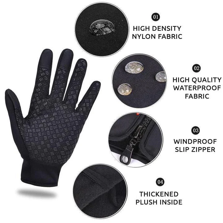 Water-resistant & windproof thermal winter gloves; touchscreen compatible for extreme cold.
