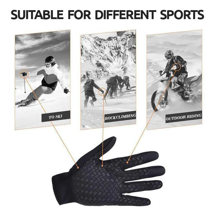Warm unisex thermal winter gloves with touch screen for outdoor activities & cold weather.