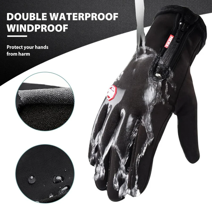 Anti-slip grip thermal touchscreen winter gloves, ideal for cycling & cold weather comfort.
