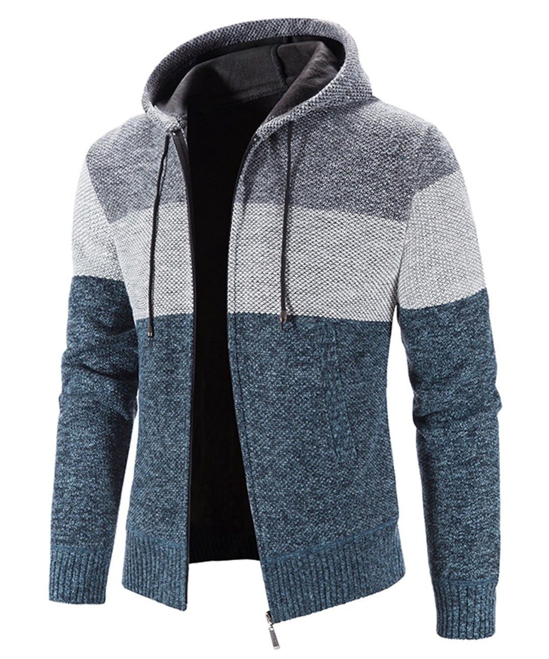 Unisex tri-tone knit sweatshirt hoodie, perfect for everyday comfort and versatile styling.