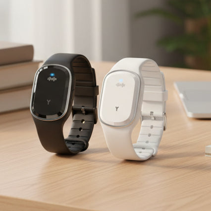 Unisex ultrasonic mosquito repellent bracelet, rechargeable, modern design for outdoor protection.