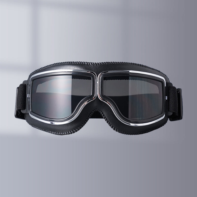 Durable vintage riding glasses, offering wind, dust, & UV protection. Essential eye gear for all riders.