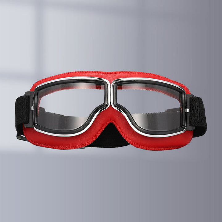 Stylish vintage motorcycle goggles, anti-fog & anti-UV lenses. Unisex fit for superior eye protection.